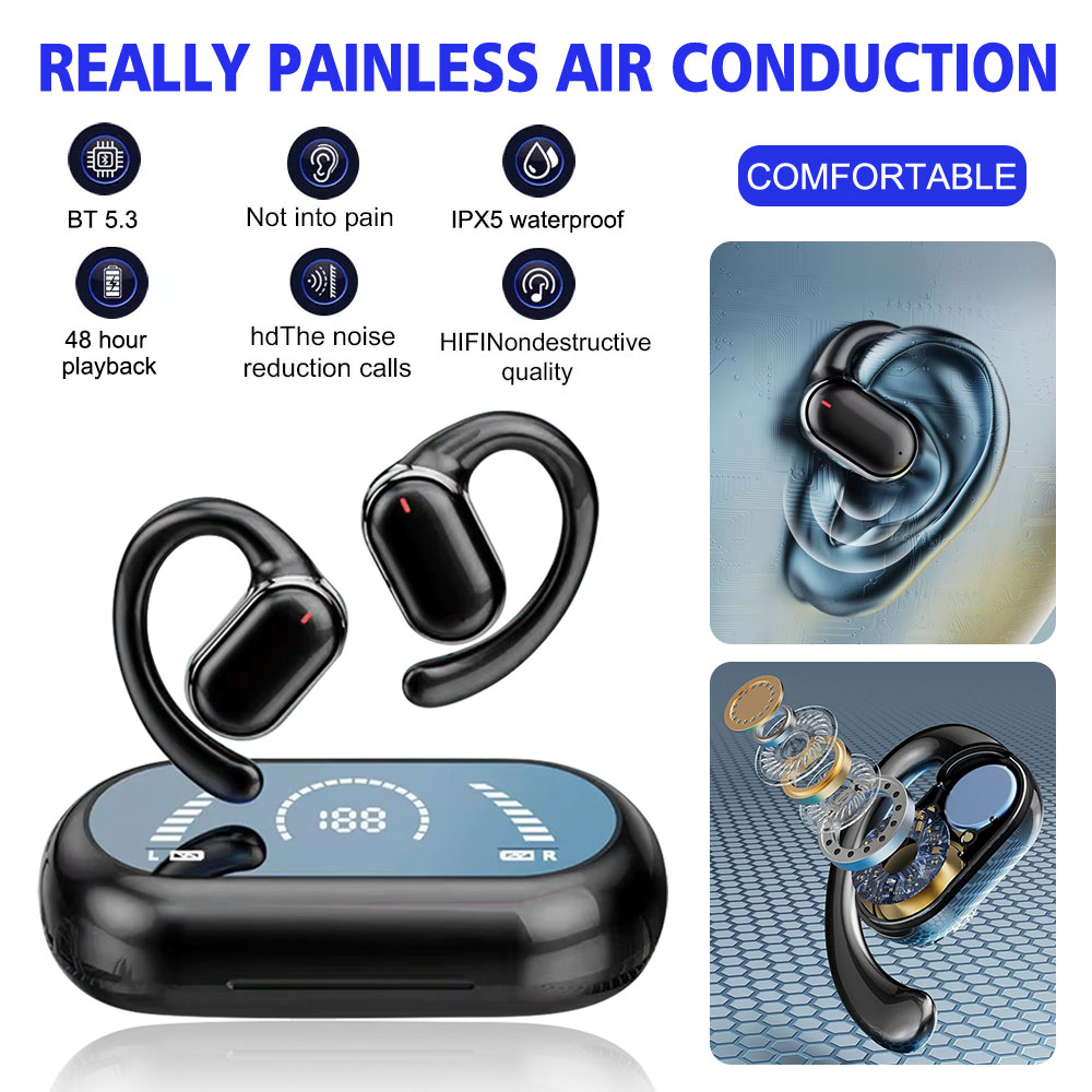 X91 OWS Earhook Headphones Bluetooth 5.3 Low Latency Gaming Sports Headphones HiFi Stereo Noise Cancelling Headphones