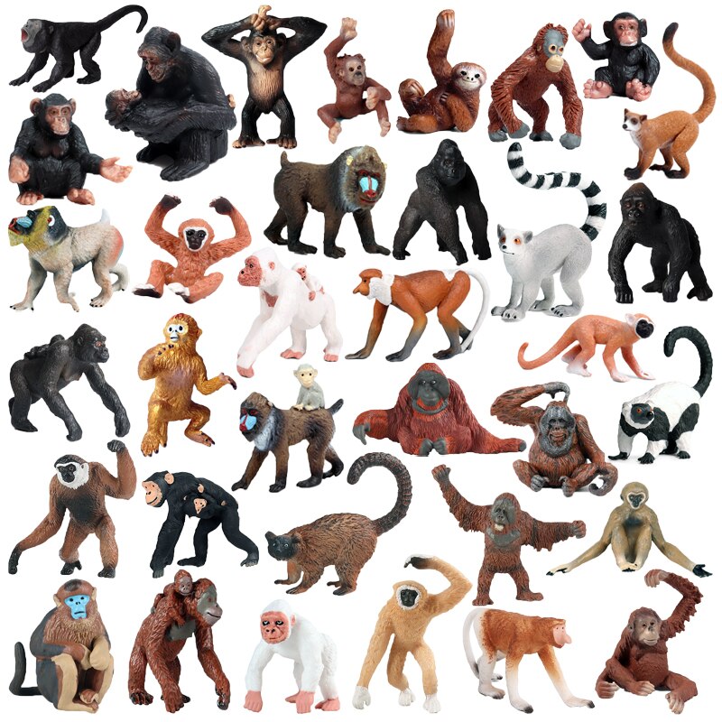 Realistic Wild Animals Apes Figurine Simulation Gorilla Monkey Chimpanzee Model Action Figures Collection Children Education Toy