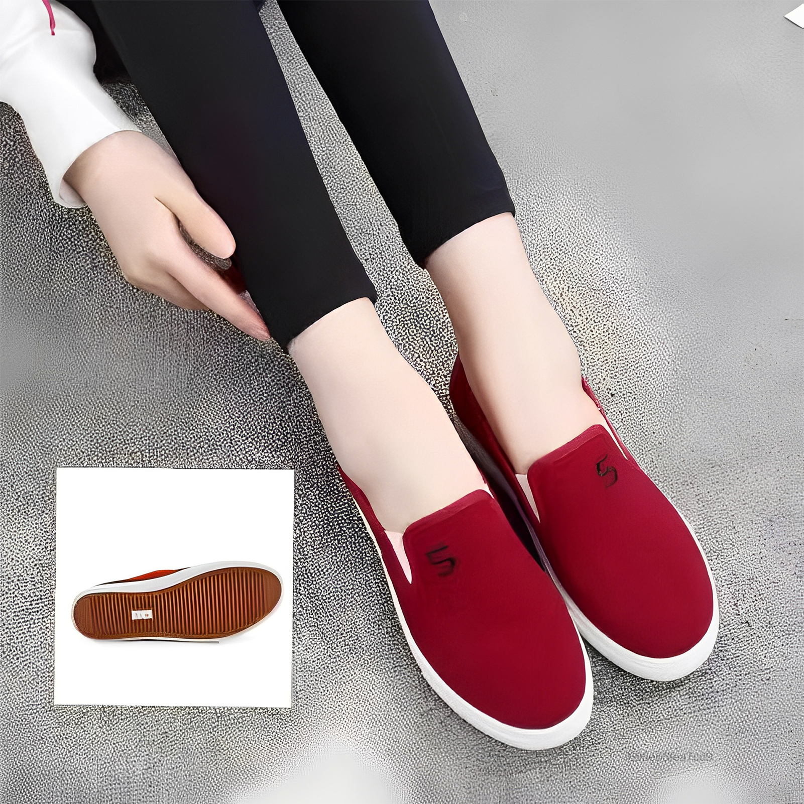 Giày vải canvas nữ thông thường chống trượt tròn mũi tròn thoải mái Đế cao su chống trượt Giày công sở nữ PEL-VN - 2