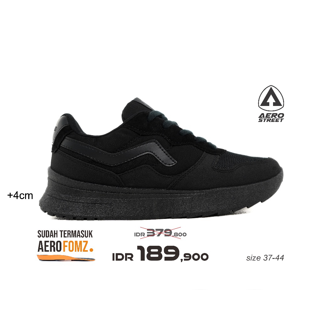 Aerostreet 37-44 Massive Evo Hitam Hitam Hitam - Sepatu Sneakers Casual - Merek Aerostreet Harga 184,203 rupiah*Gratis Ongkir