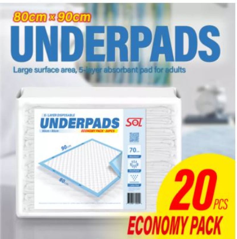 Buy XXL Size Absorbant underpad 80x90cm. 20pcs. Adults underpads . For senior nursing incontinence Singapore