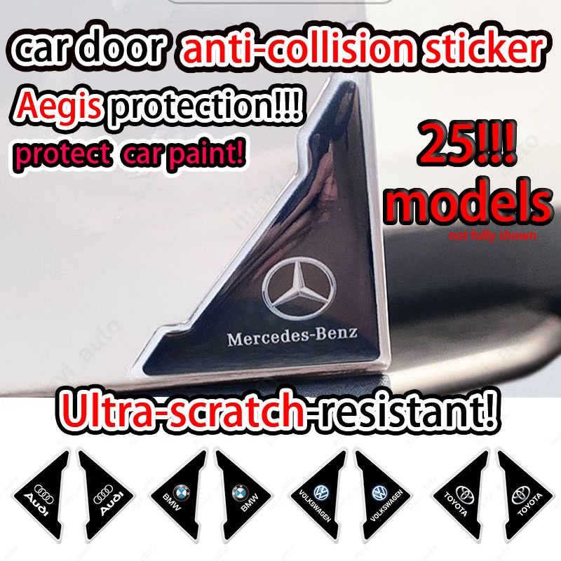 2/4 Pcs Black car door corner stickers anti-collision anti-scratch For audi benz bmw daihatsu fiat ford honda hyundai jeep skoda suzuki toyota tesla mazda mitsubishi nissan ราคา 27 บาท*ส่งฟรี