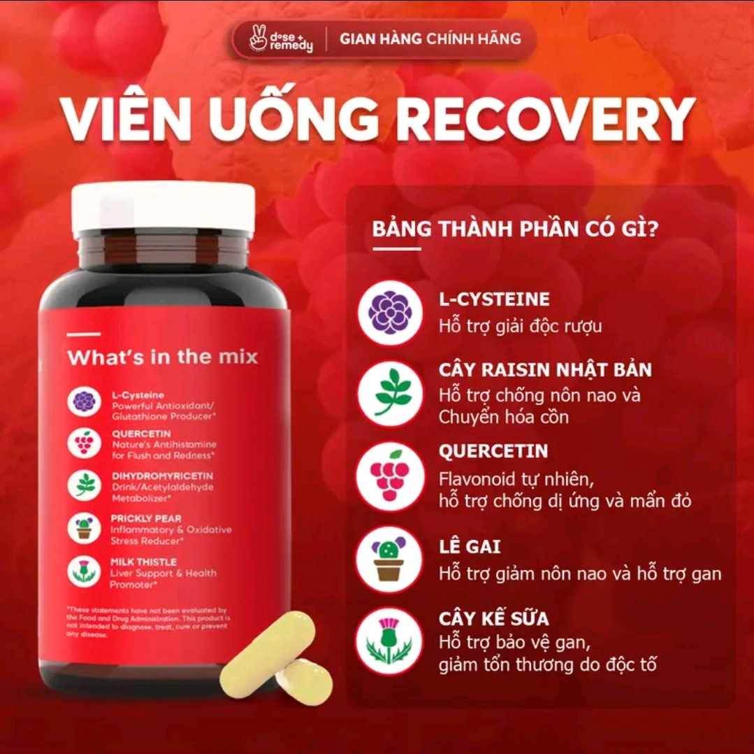 Viên uống hỗ trợ giải độc rượu bia RECOVERY