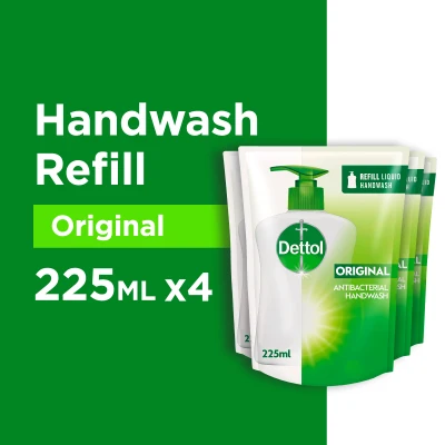 [Bundle of 4] Dettol Anti-Bacterial Hand Wash Original Refill 225ml (Kills 99.9% of Germs)