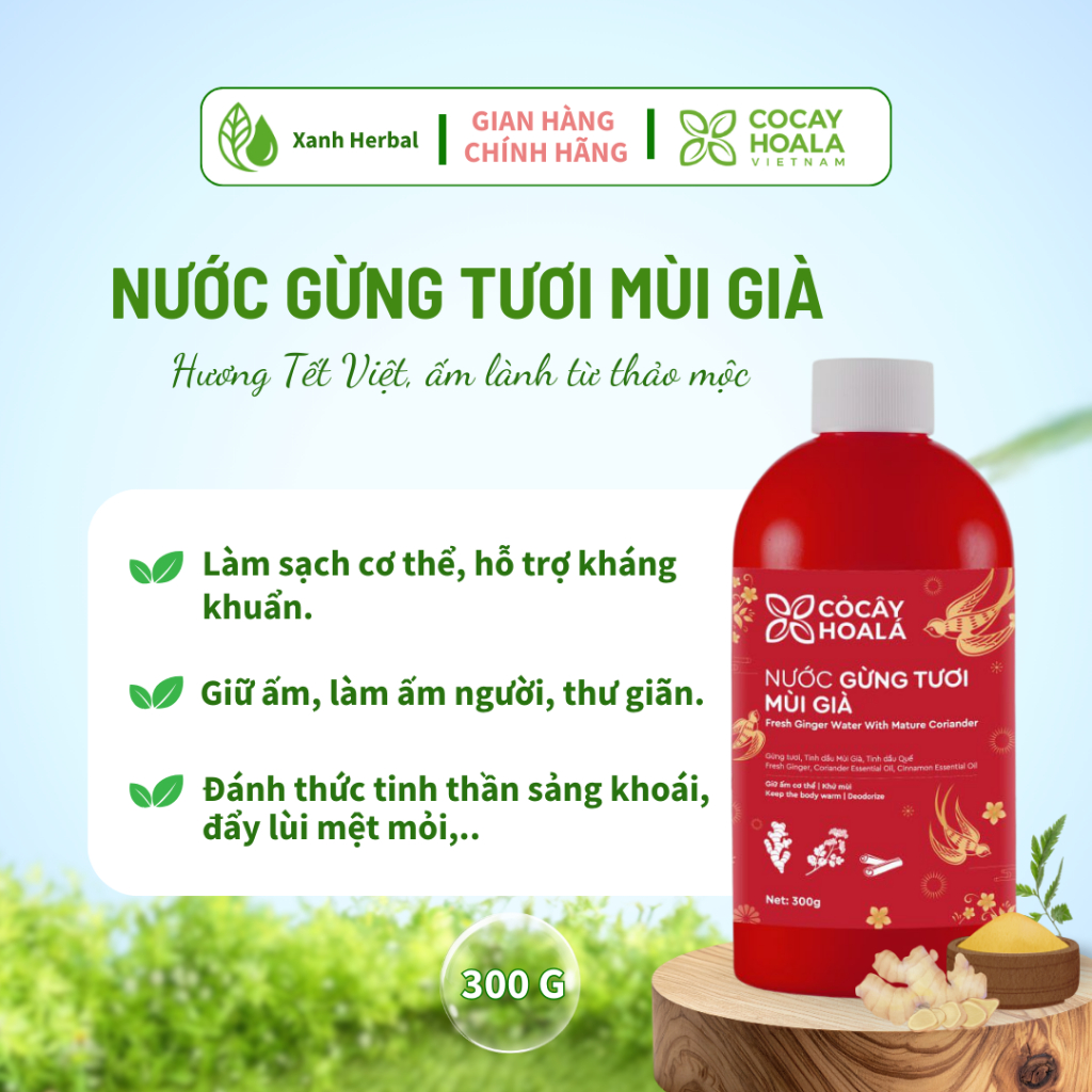 [300G]NƯỚC GỪNG TƯƠI MÙI GIÀ – THẢO MỘC ẤM LÀNH, ẤM DỊU THẢO MỘC, HƯƠNG TẾT VIỆT (CỎ CÂY HOA LÁ)-Xanh Herbal