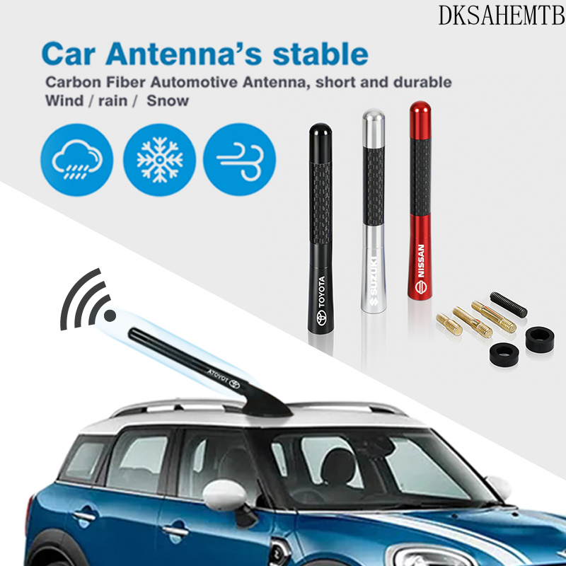 【All Car Models】Car Antenna 12cm Carbon Fiber Universal Car Roof Short Antenna Modification Radio Aerial AM FM Antena Signal Receiver Car Aerial Car Antenna Toppers Aluminum Car Decoration with Screw Bolt Car Styling Car Exterior Accessories Toyota Ford ราคา 45 บาท*ส่งฟรี