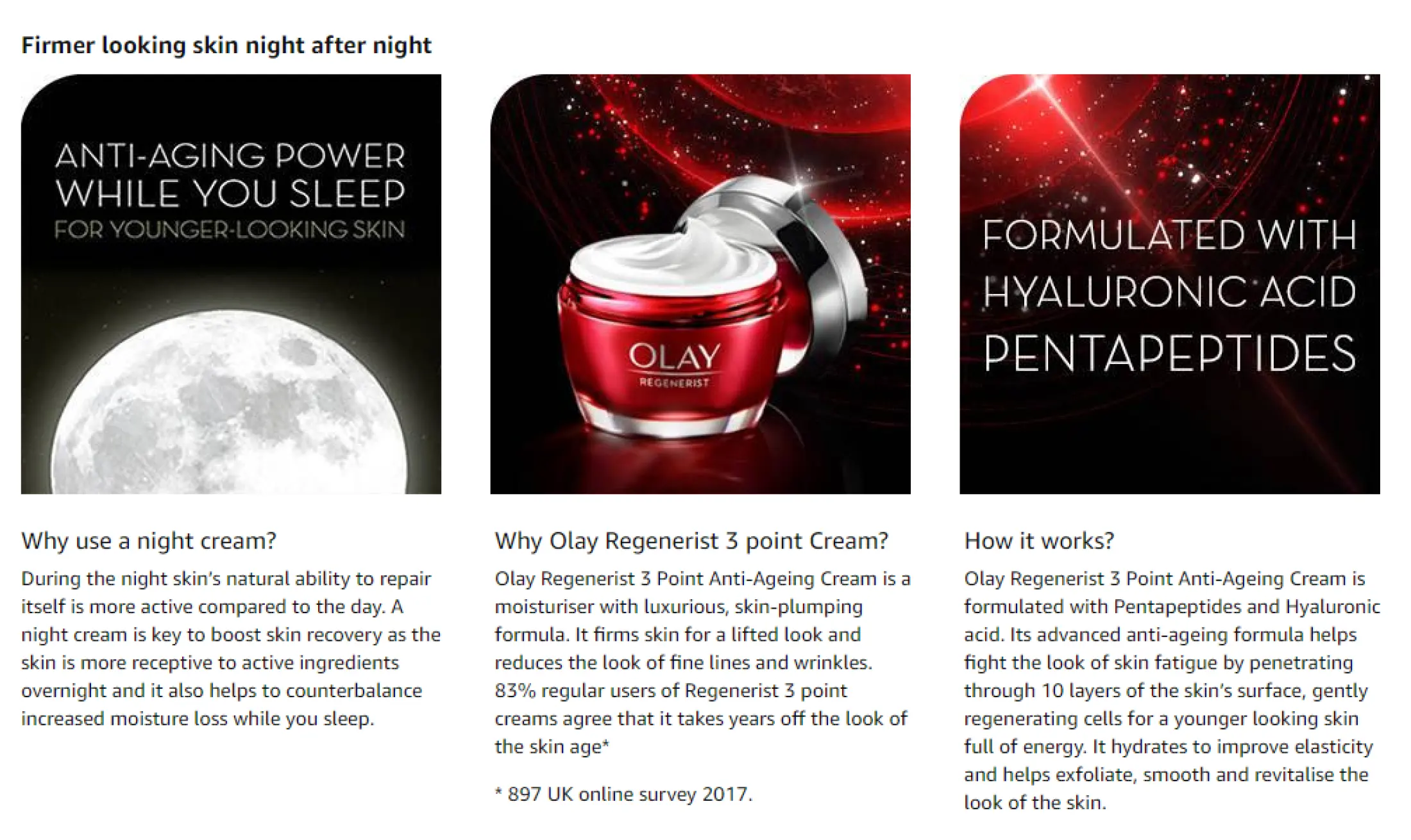 olay regenerist night cream 3 point
