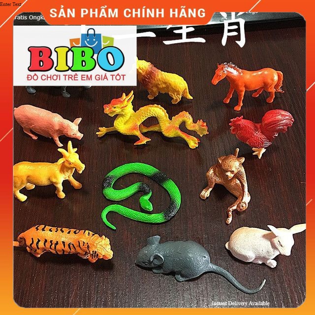 Bộ đồ chơi mô hình động vật 12 con giáp bằng nhựa Bi Bo Shop