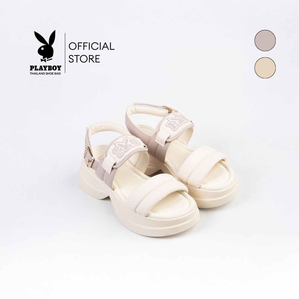 Playboy Model Mallow Platform Sandals, Sandals with Straps, Code St-H253C1225, Color Vanilla Cream and Orchid Cream. ราคา 1,992 บาท*ส่งฟรี