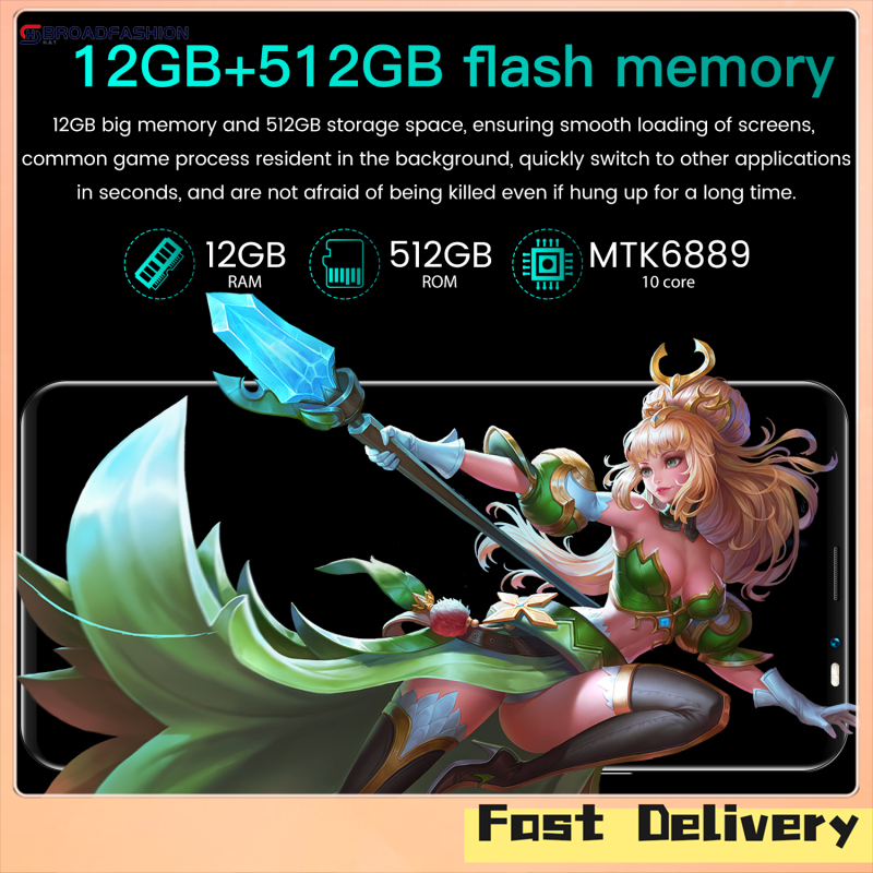 Broadfashion Rino4 Pro Mobile Phone Android 5.8-inch 12+512g : Face Recognition Fingerprint Unlocking Smartphone ราคา 1,509 บาท*ส่งฟรี