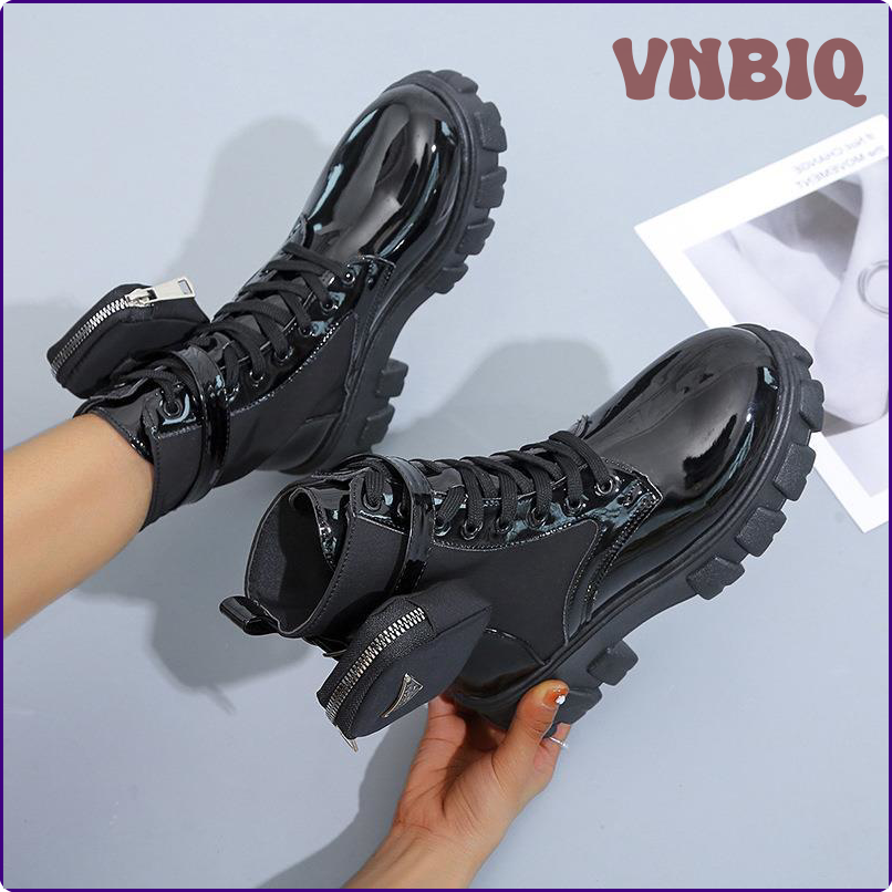 Vnbiq dmen Stiefel NEU in Motorrad stiefeletten keile weibliche schnür plattformen weiß Schwarz lede