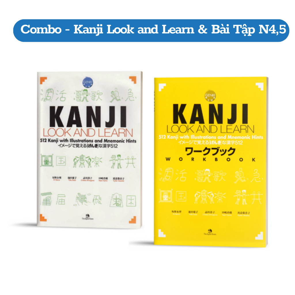 Sách - Combo Kanji Look And Learn - 512 Chữ Kanji Bản Dịch Tiếng Việt (Cho Cấp Độ N5 N4)