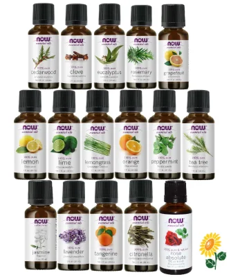 NOW Pure Essential Oil- Peppermint, Tea Tree, Lavender, Lemongrass, Lemon, Lime, Orange, Jasmine, Eucalyptus, Rosemary
