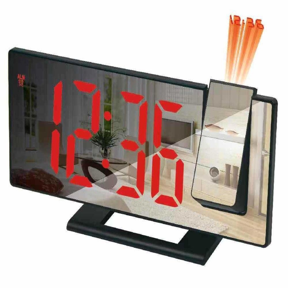 Đồng hồ báo thức kỹ thuật số có thời gian Đồng hồ trần máy chiếu 6 màu Đồng hồ ngủ đèn nền ABS tại nhà