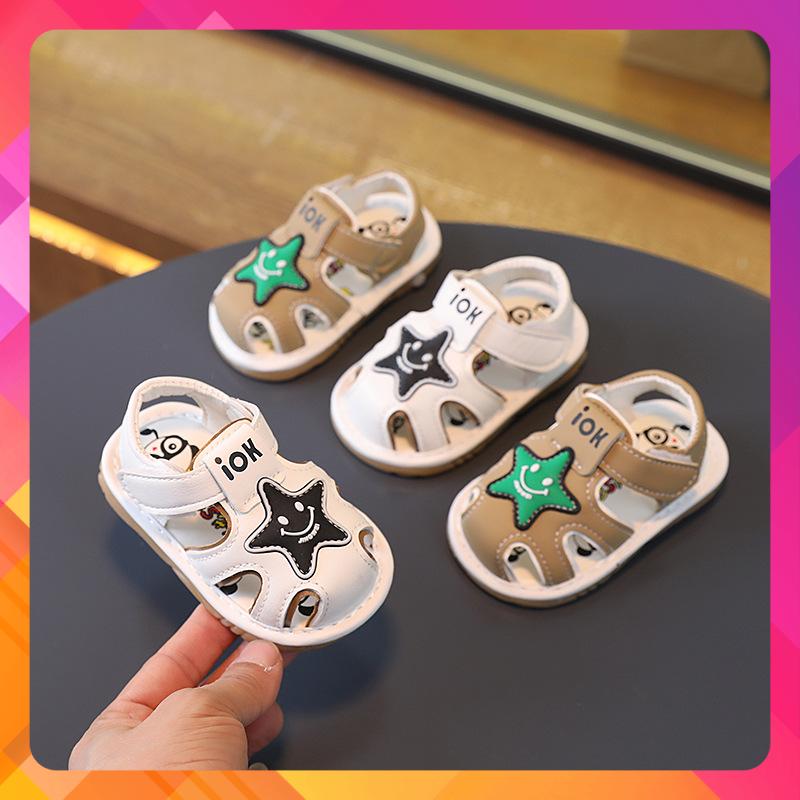  Giày có kèn chống trơn cho bé trai bé gái 5-24 tháng. Dép quai hậu cao cấp cho bé tập đi  223G.NSKIN. MY LITTLE BOSS 