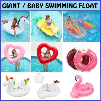 Inflatable Swimming Float Party Floaties Giant Rainbow Unicorn Pineapple Floating Bed Hammock Donut Baby Flamingo Swan Unicorn Float