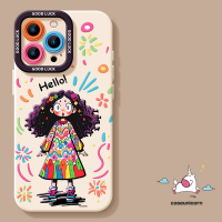การ์ตูนผมหยิก ที่มีสีสันดอกไม้กราฟิติน่ารัก เคส IPhone Air 17 12 11 Pro 11 16 15 12 14 13 Pro Max 8 7 15 14 16 Plus X XS Max XR