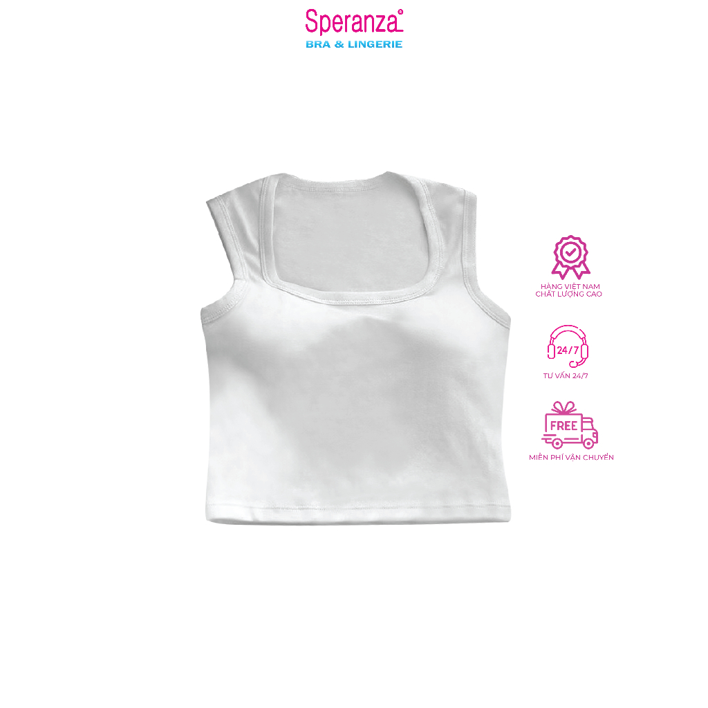Áo Croptop Speranza vai rộng có đệm ngực, cổ vuông ngoài phong cách gợi cảm thoải mái - SPAL0301SH