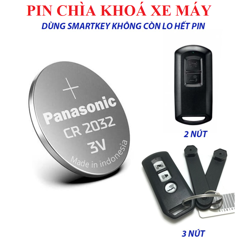 PIN CHÌA KHÓA xe máy ĐIỀU KHIỂN PANASONIC CR2032 SMARTKEY HONDA SH, VISION, LEAD, AB, PCX, VARIO