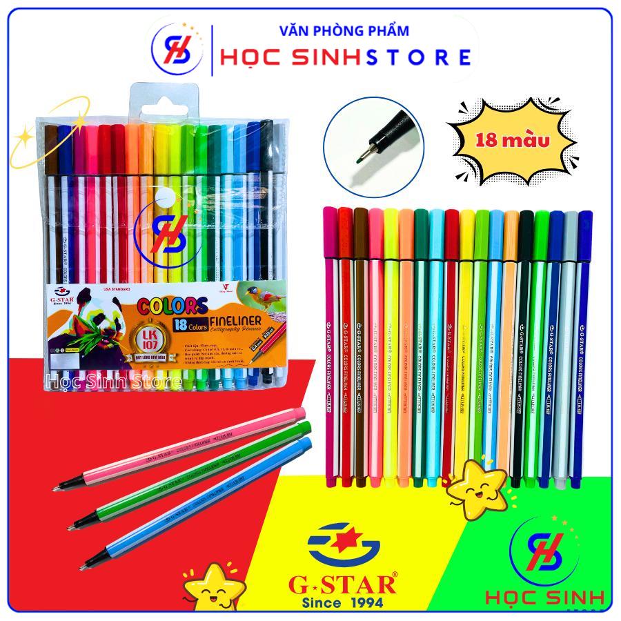 Hộp 6/12/18 Màu Bút Lông Kim 0.4mm LK-107 Hiệu Gstar Màu Tươi Sáng, Nét Nhỏ - Học Sinh Store