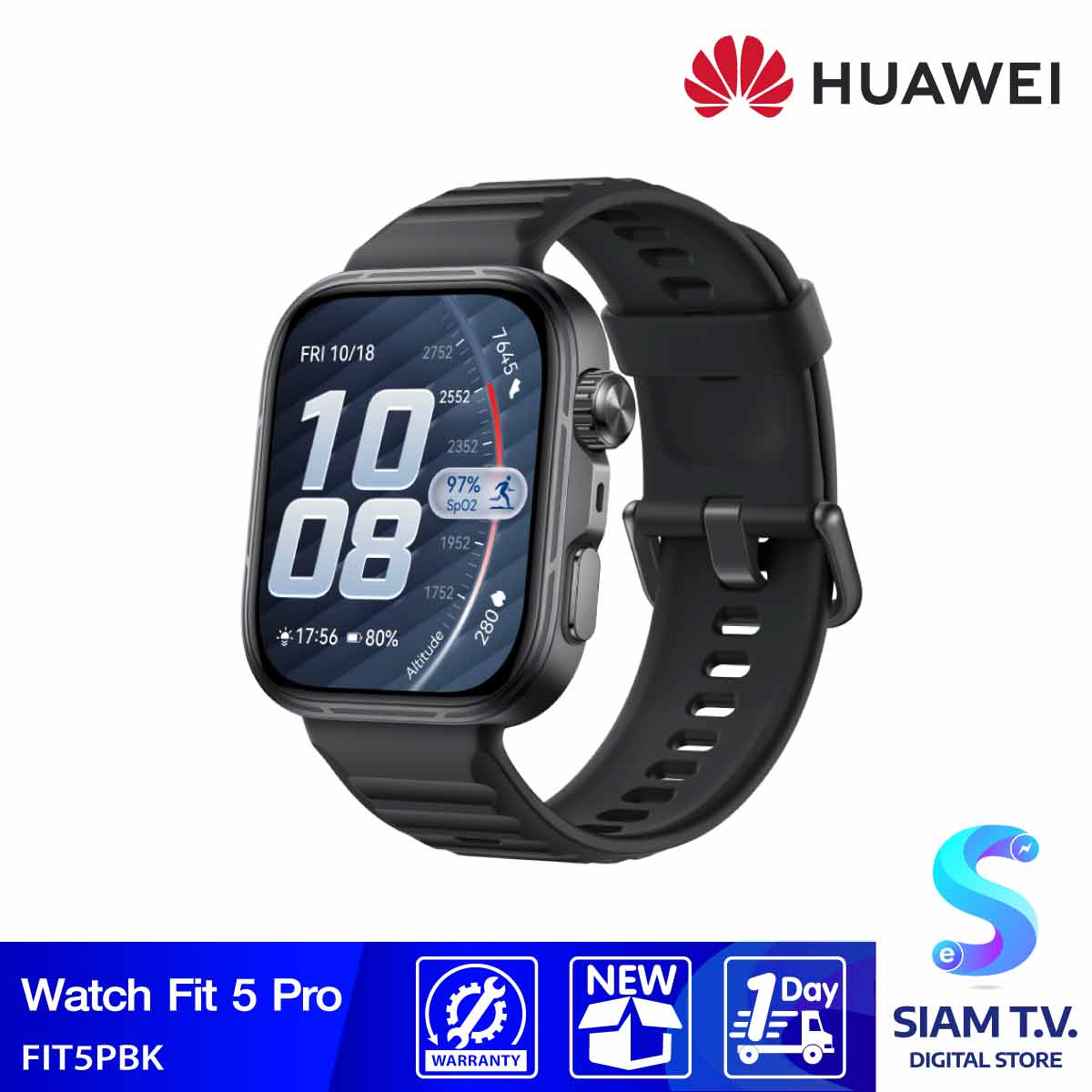 อุปกรณ์สมาร์ทและแกดเจ็ต HUAWEI Watch Fit 5 Pro - Black Fluoroelastomer Strap โดย สยามทีวี by Siam T.V ราคา 8,239 บาท*ส่งฟรี