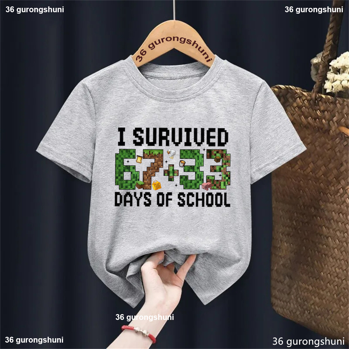 I Survived 100 Days Of School Printed T Shirt Girls/Boys Italian Brainrot 67 Meme T-Shirt Kawaii Kids Clothes Summer Solid Tops - 1