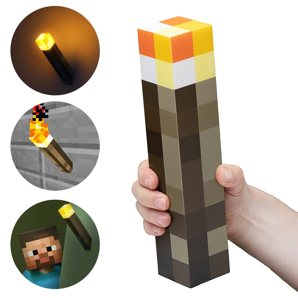 Minecraft Lamp 4 Color Torch Light-up Wall Torch Lamp Rechargeable Night Lamp Hand Held & Wall Mountable Table Light Costume Cosplay Nightstand Lamp for Room Decor for Boys