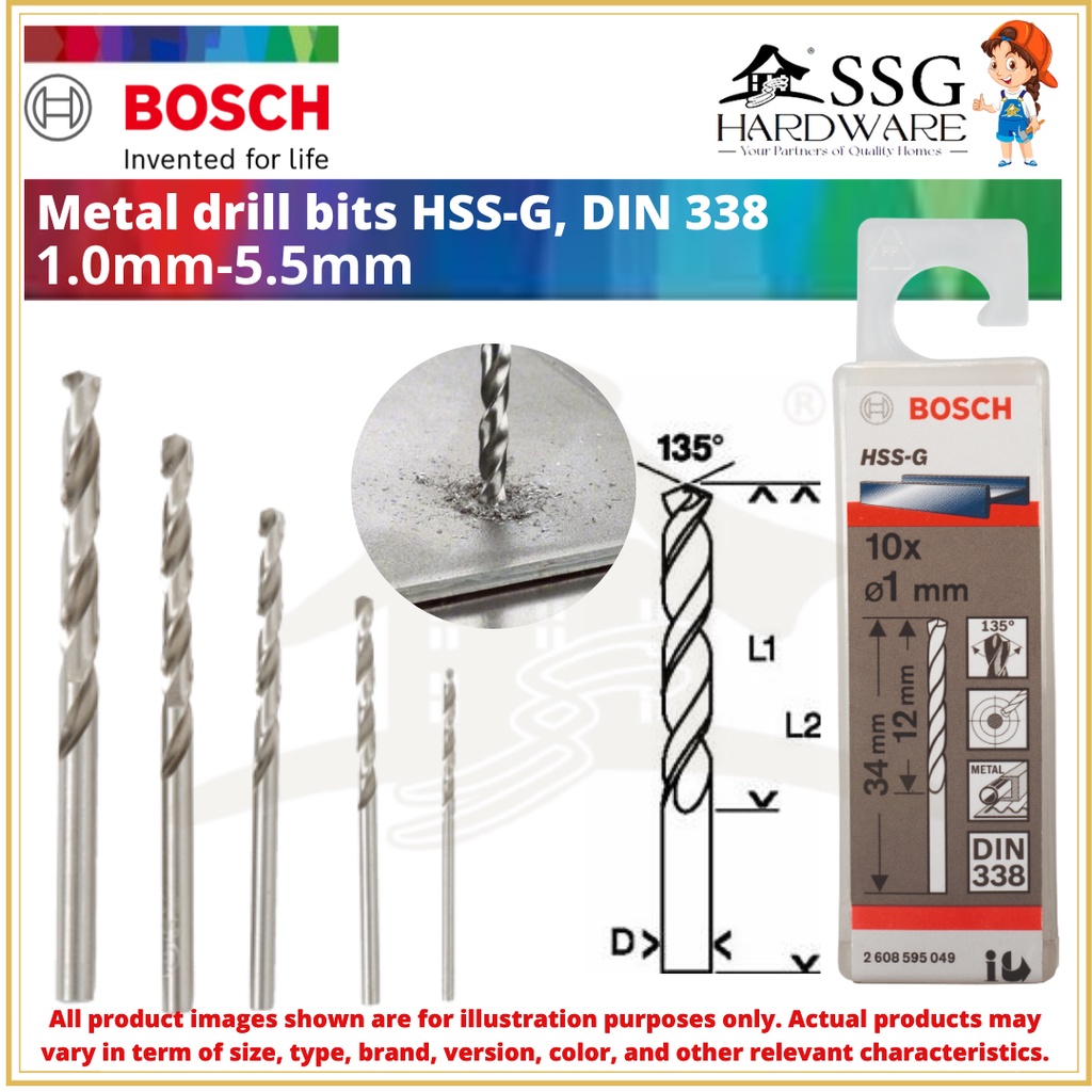 [LOPU dfggfd 111] 1.0mm-5.5mm (PC) Bosch HSS-G DIN 338 khoan kim loại bit/HSS Mũi khoan xoắn mặt đất khoan quay/mata tebuk khoan besi