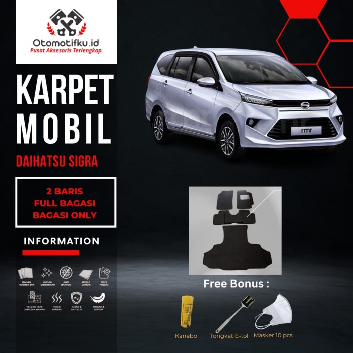 [ OTMOTIFKU ] Karpet Mobil Daihatsu Sigra Bahan Double Layer Rubber Eva Premium - S (1 Baris), Hitam Harga 660,000 rupiah*Gratis Ongkir