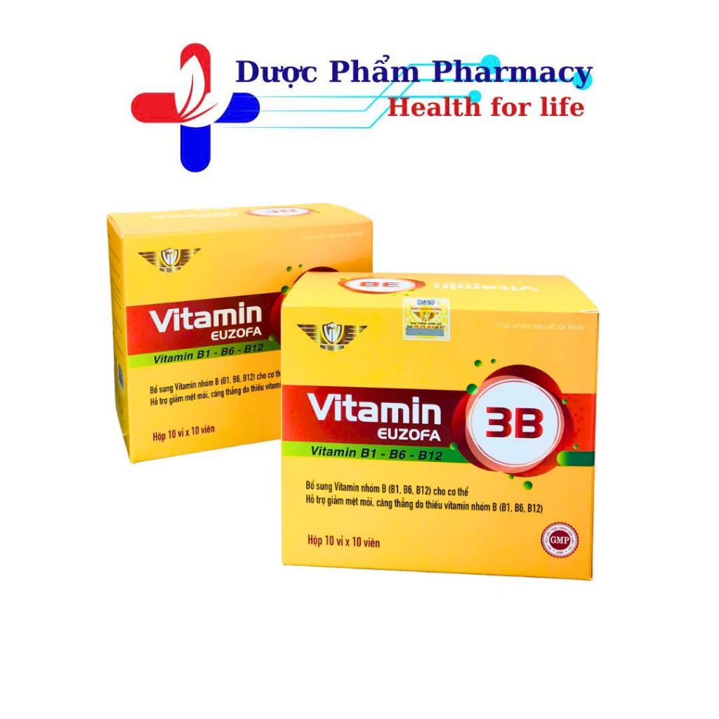 Viên Uống 3B EUZOFA - Vitamin Nhóm B Cho Người Mệt Mỏi, Làm Việc Căng Thẳng – Hộp 100 Viên