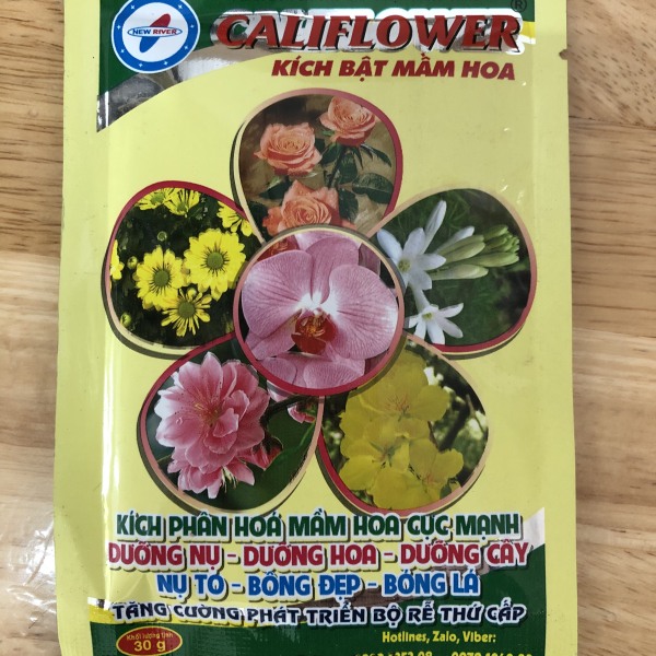 Califlower 30g; Phân bón kích bật mầm hoa; Kích phân hóa mầm hoa cực mạnh; phân bón tạo màu hoa, dưỡng nụ, dưỡng hoa, làm hoa đẹp màu và lâu tàn hơn
