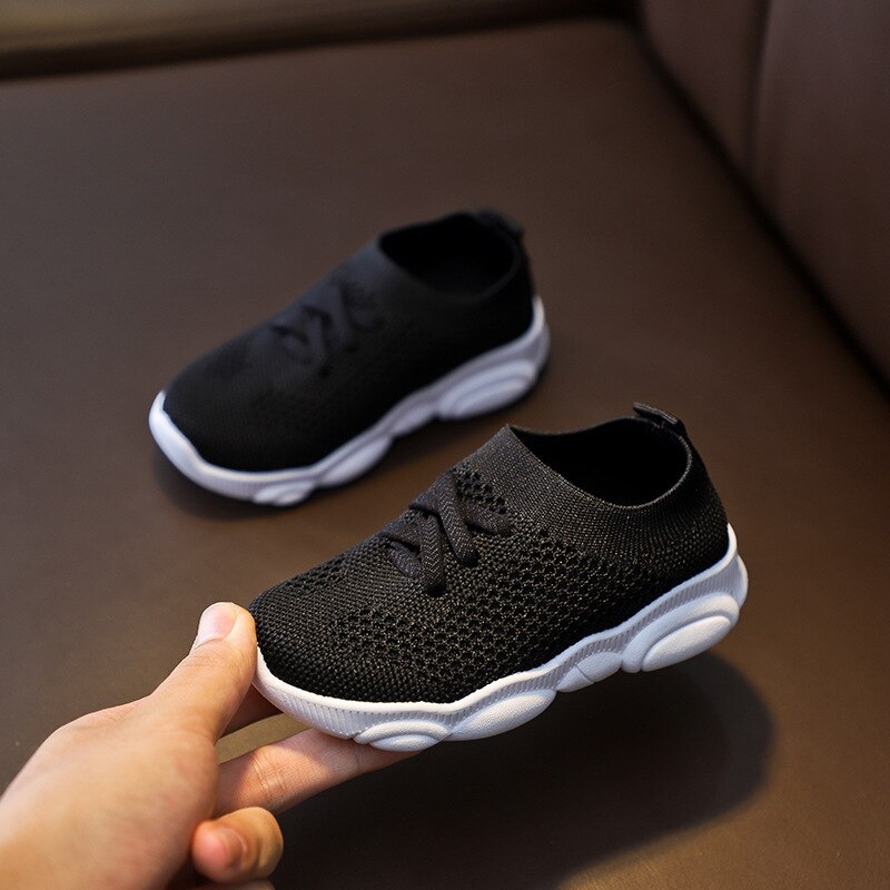 New Baby Sneakers 2023 Fashion Children Flat Shoes Infant Kids Baby Girls Boys Solid Stretch Mesh Sport Run Sneakers Shoes B93