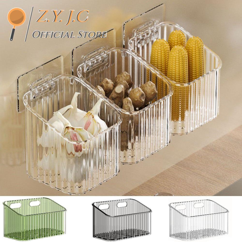 ZYJC พลาสติกทำจากพลาสติก ตะกร้าเก็บหัวหอม ไม่ต้องเจาะ โปร่งใสโปร่งใส ชั้นเก็บของในครัว แฟชั่นที่ทันสมัย ประหยัดพื้นที่มาก ตะกร้าเก็บขิงกระเทียม สำหรับบ้าน ราคา 30 บาท*ส่งฟรี