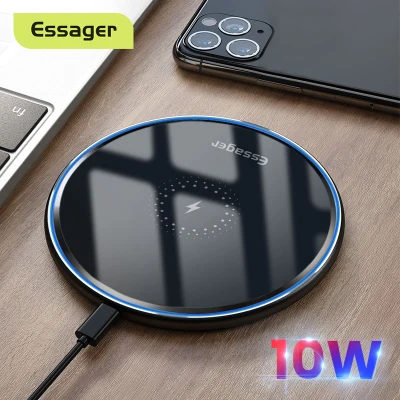 Essager 10W 15W Qi Wireless Charger For iPhone 12 11 Pro Xs Max X Xr 8 Induction Fast Wireless Charging Pad For Samsung S10 Xiaomi mi 9