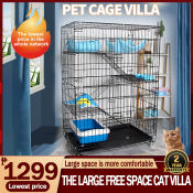Foldable Cat Cage with Litter Box - Sturdy and Easy Assemble