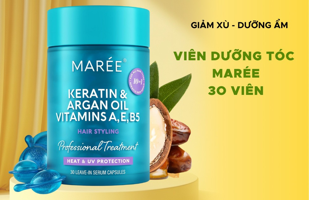 Viên nan dưỡng tóc MAREE Hair Styling Oil Capsules giảm xù 30 viên, dưỡng ẩm