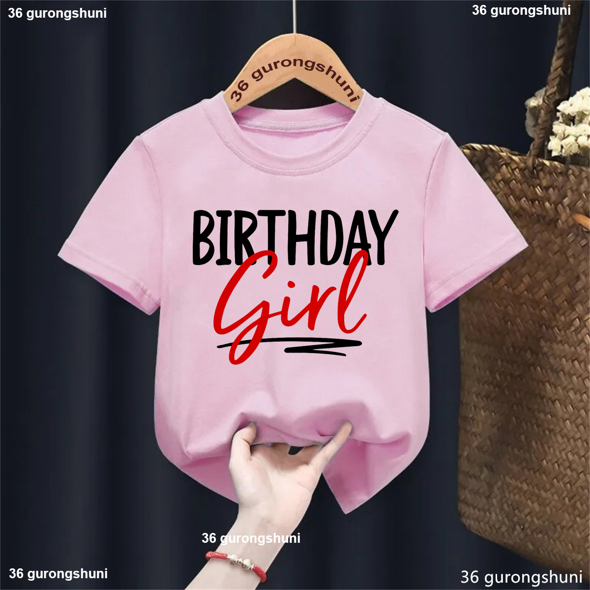 Birthday Girl Letter Printed Pink T Shirt Girls Brother/Sister Of The Birthday Boy Family Matching T-Shirt Kawaii Kids Clothes - 3
