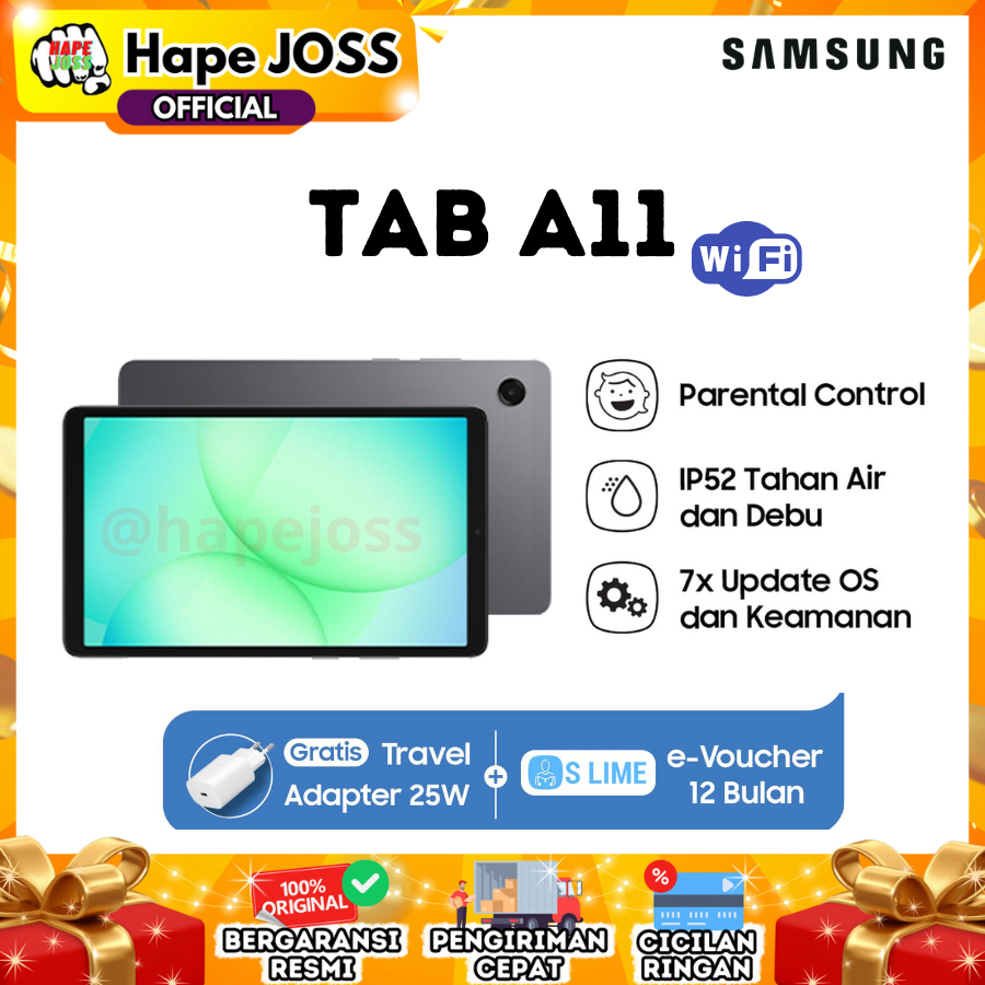 Samsung Galaxy Tab A11 4/64 Wifi Garansi Resmi ( FREE ADAPTER ) Harga 1,999,000 rupiah*Gratis Ongkir