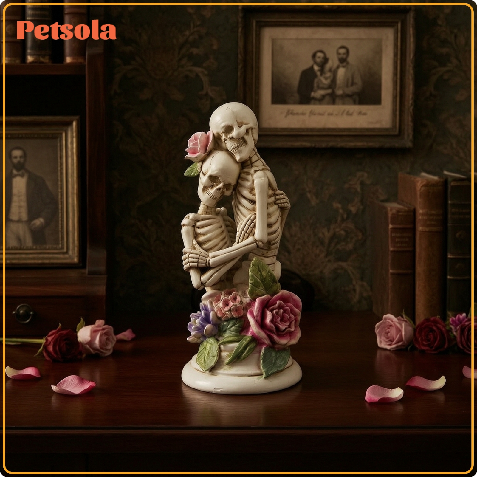 petsola Gothic Skeleton Couple Figurine Romantic Skeleton Couple Statue Resin Embrace Statue Spooky for Collectors ราคา 2,660 บาท*ส่งฟรี