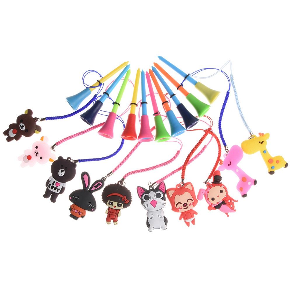 PALE 1/2/5/10Pcs PVC Phim Hoạt Hình khác nhau Mô Hình Ngăn chặn Giảm Cân Bện Dây Thừng Golf Bóng Chủ Golf Phụ Kiện Golf Cao Su Tees