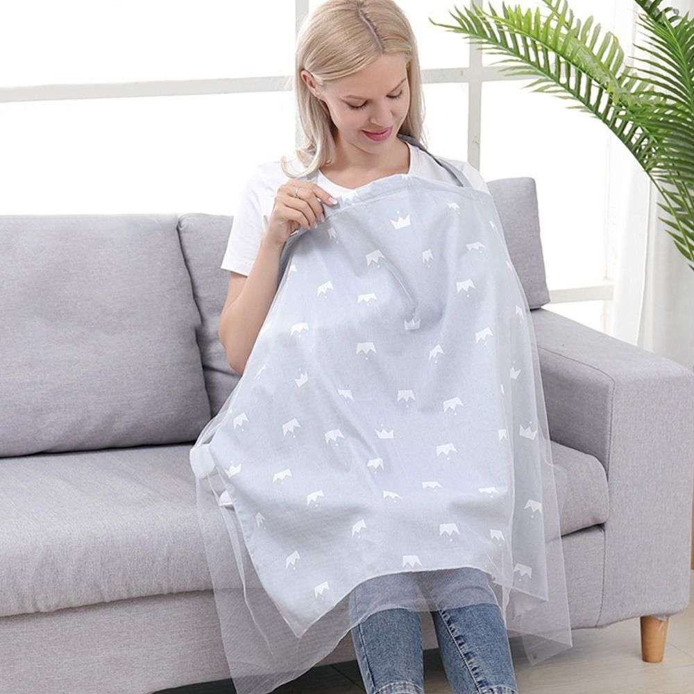 DSFSK Practical Cute Outdoor Feeding Cover Double Layer Crown Cotton