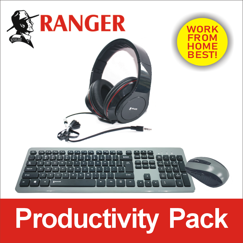 Ranger Wireless Keyboard With Mouse and Silicon Cover AND Blast-up Pro Headset with in-line Mic. Best work-from-home productivity pack. Singapore