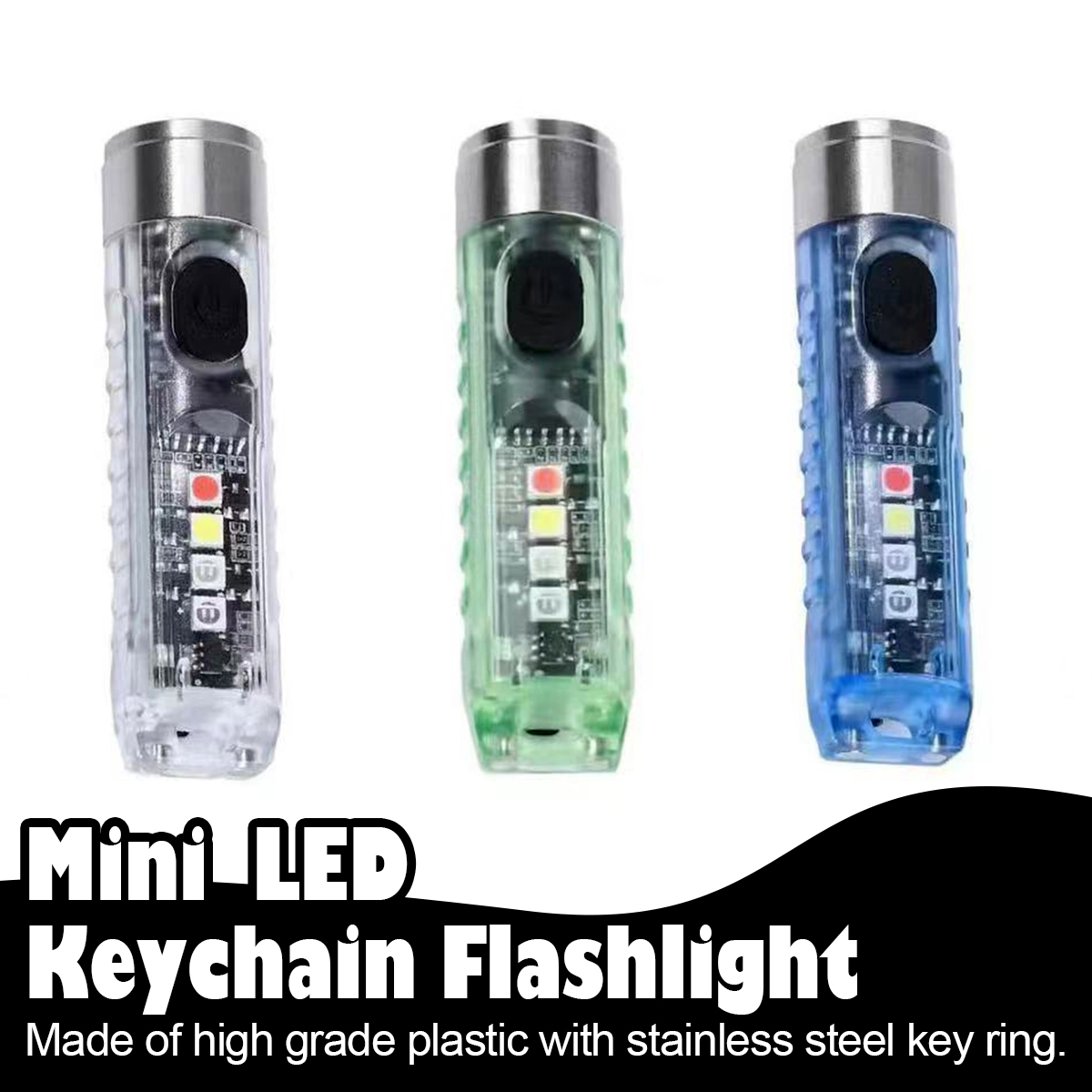 Mini portable USB-C cob flashlight rechargeable camping book super bright lighting emergency rescue Flashlight LED lamp for reading book light white/green/shell color outdoor keychain fishing Blue