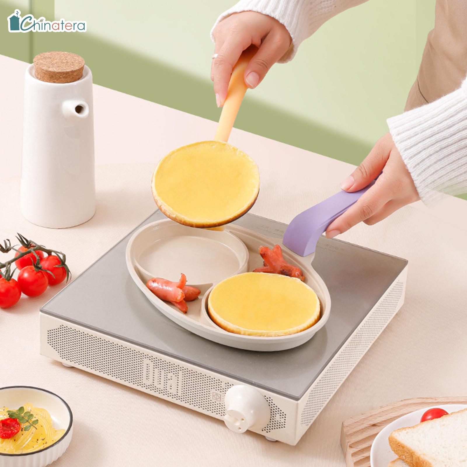 Chinatera Mini chảo rán trứng Đá Maifan không dính trứng Burger 2 lỗ chảo rán dụng cụ nấu ăn cảm ứng phổ chảo chiên trứng Chảo Rán Trứng
