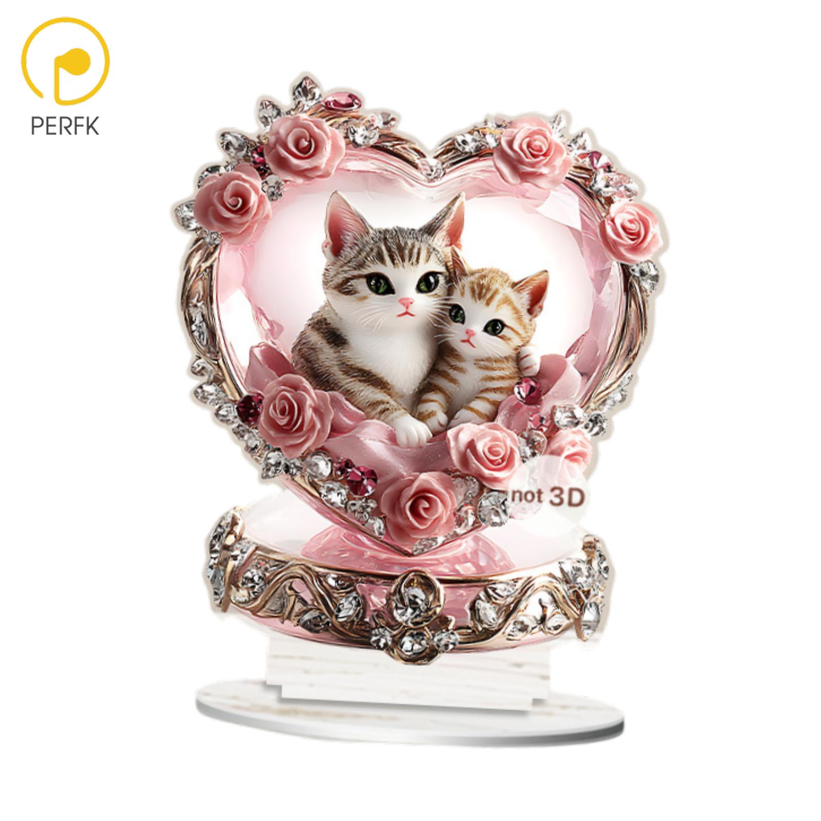 Perfk 2D Acrylic Ornament Decors Collection Cat Theme with Base Gifts Plague for Living Room Bedroom Centerpiece Desktop Office ราคา 184 บาท*ส่งฟรี