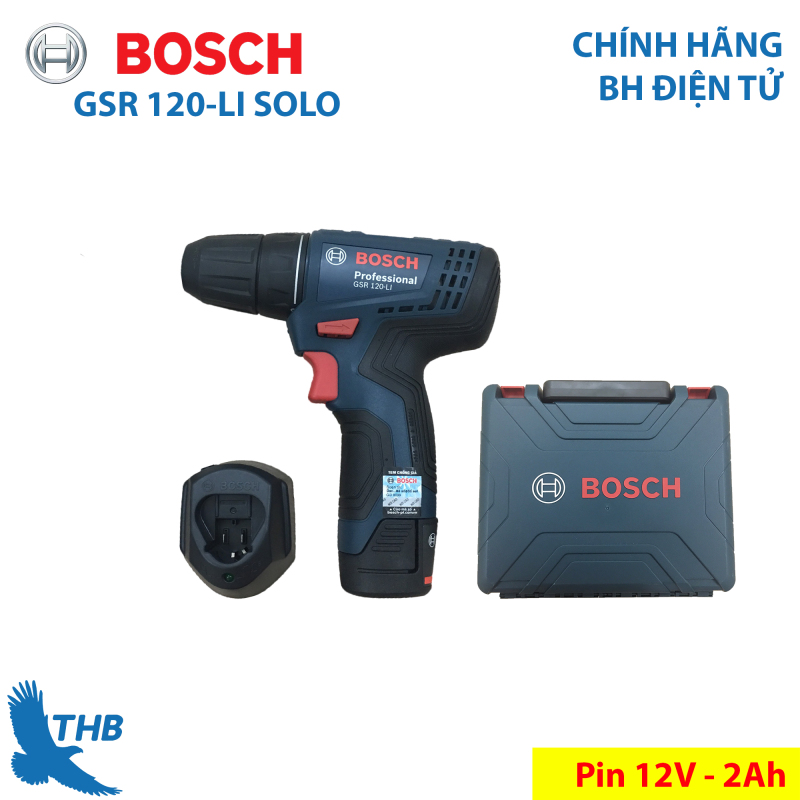 Máy khoan pin vặn vít Bosch GSR 120-LI GEN 2 Solo kèm 1 Pin và 1 Sạc (pin 12V-2Ah)