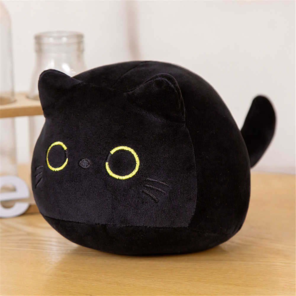 ZHSONG Thú nhồi bông đáng yêu màu đen Búp bê mèo vải lông Gối Thú nhồi bông Kitty đồ   mềm cho trẻ e