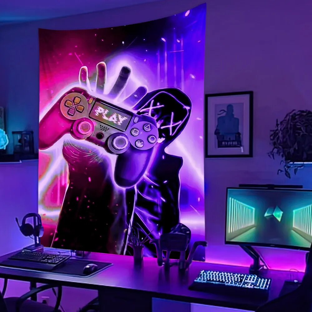 【Exclusive Online Deals】 Black Tapestry Reaction Psychedelic Gaming Room Tapestry Wall Hanging Tapestry For Bedroom Dorm Indie Room Decor