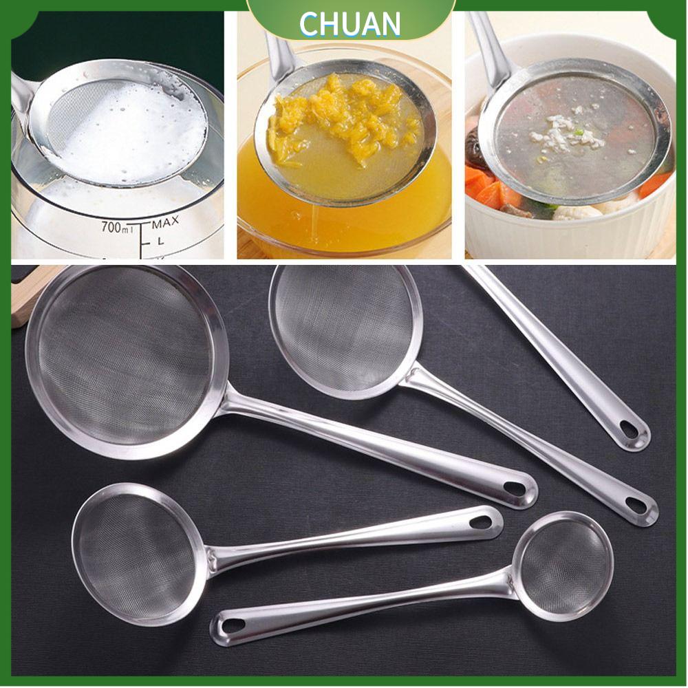 CHUAN Đa năng Lưới lọc tốt Dụng cụ lọc dầu Thép không gỉ Lọc dầu muỗng Bền Rây lọc Rây rây rây bột Dụng cụ nhà bếp