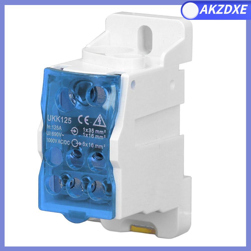 AKZDXE 125A. Hộp phân phối ray DIN Phổ quát 690V Hộp nối Công cụ chia tách Vàng Xanh Xanh Hộp phân phối điện Phân phối điện